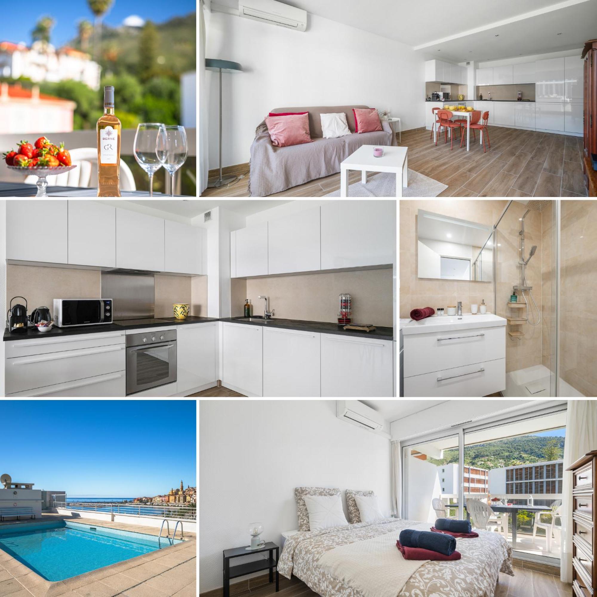 Апартаменты Le Rocamare - Piscine Toit Terrasse - Parking Prive - Terrasse Ментона Экстерьер фото